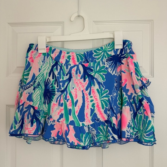 Lilly Pulitzer Luxletic UPF 50+ Emalee Ruffled Jet Stream Skort Women's Large - Picture 10 of 11